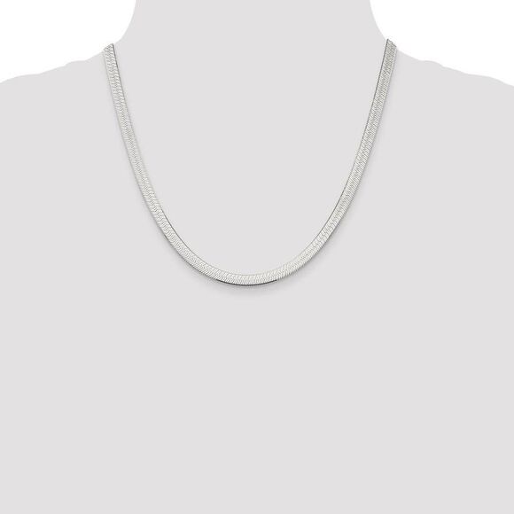 5.25mm, Sterling Silver Solid Herringbone Chain Necklace, 20 Inch - Picture 2 of 8